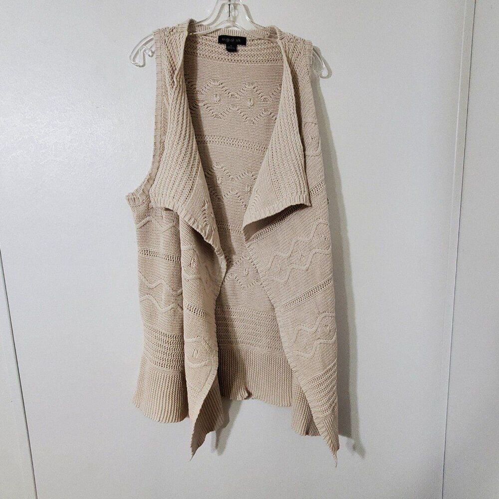 August Silk Womens Sz XL Sweater Long Vest Open Waterfall Front